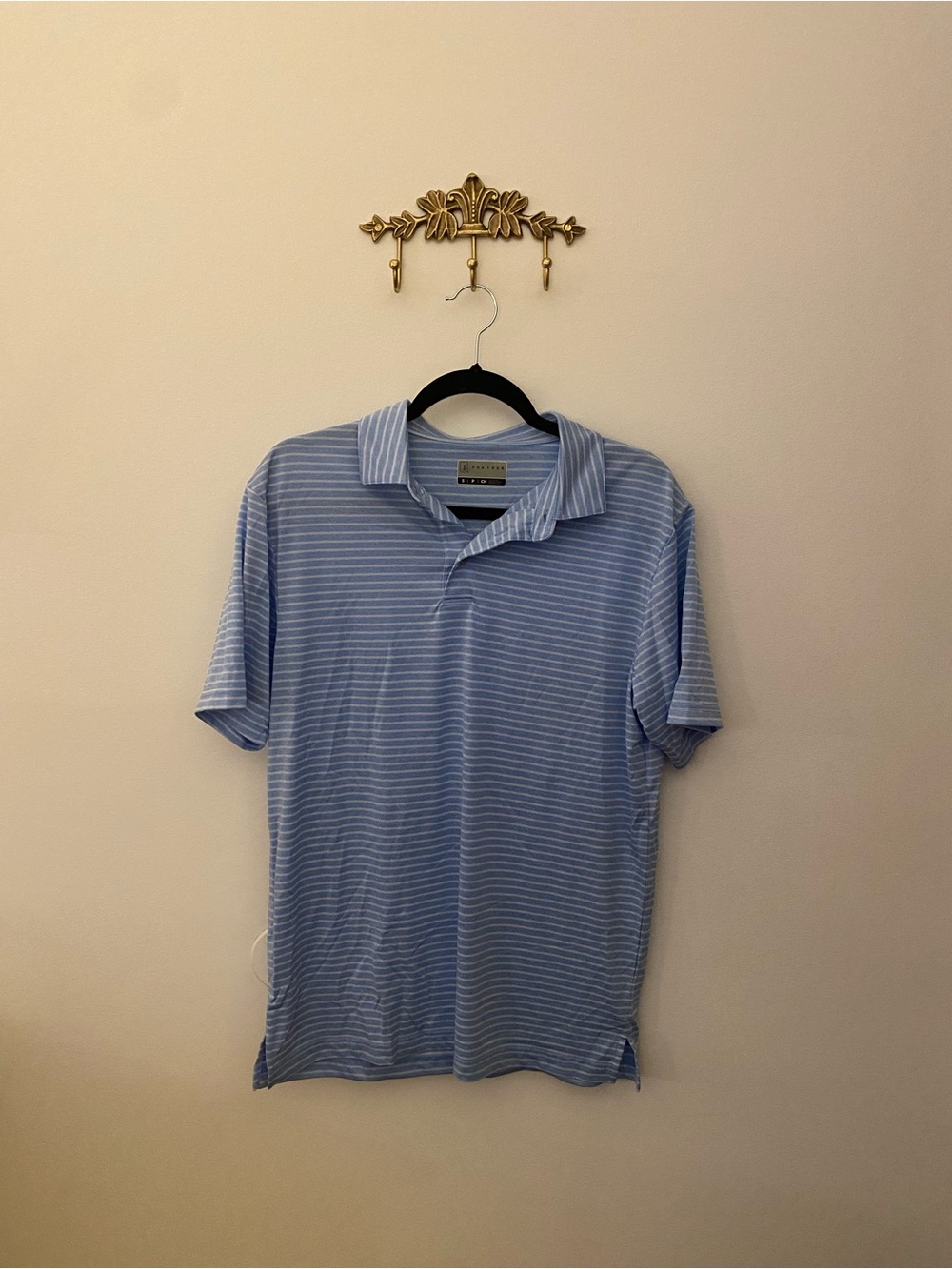 PGA Tour Light Blue & White Striped Men’s Polo
